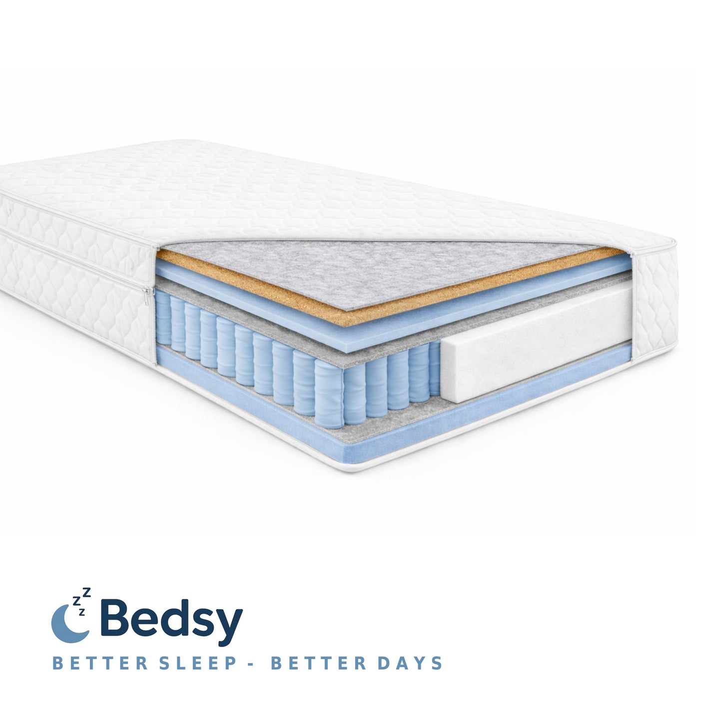 Bedsy Comfort Pocket Matras 160×200 - 23 cm - 7 Comfortzones - Pocketvering met Kokos