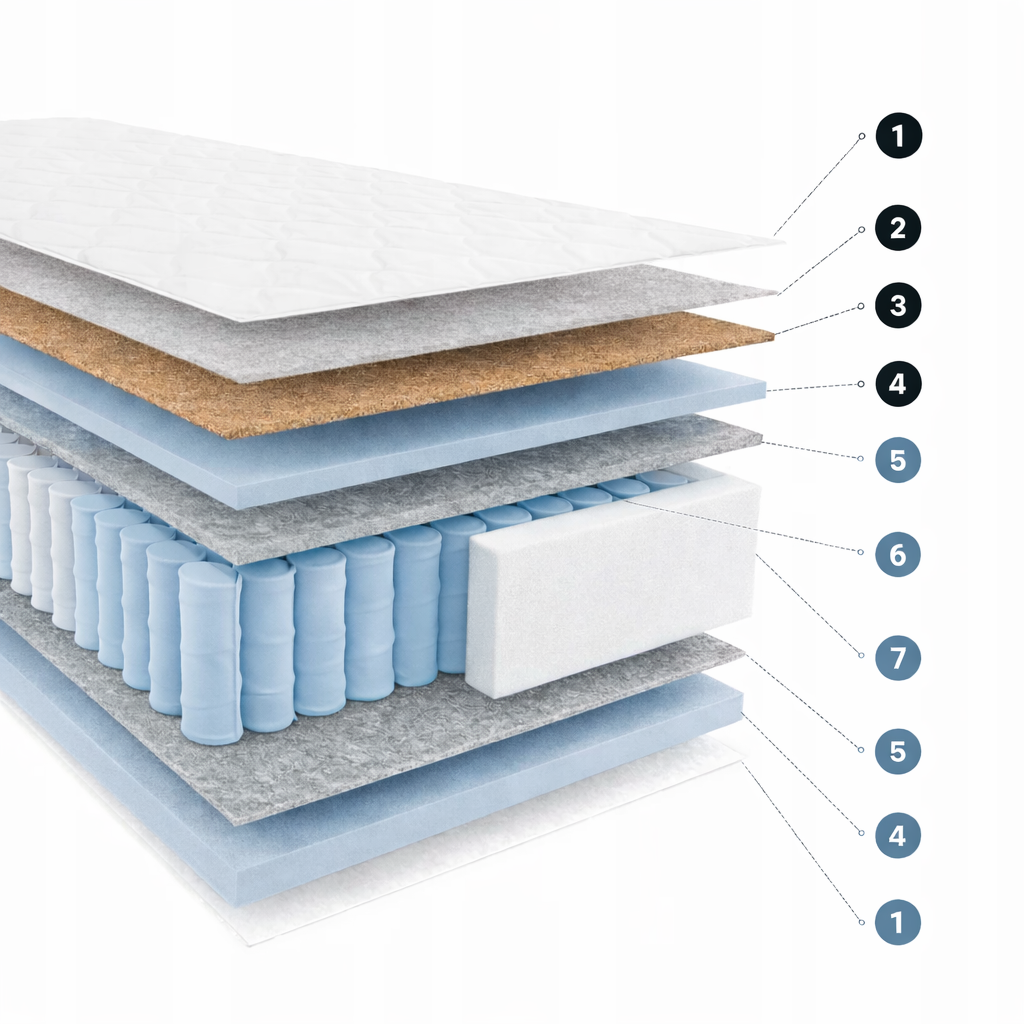 Bedsy Comfort Pocket Matras 160×200 - 23 cm - 7 Comfortzones - Pocketvering met Kokos